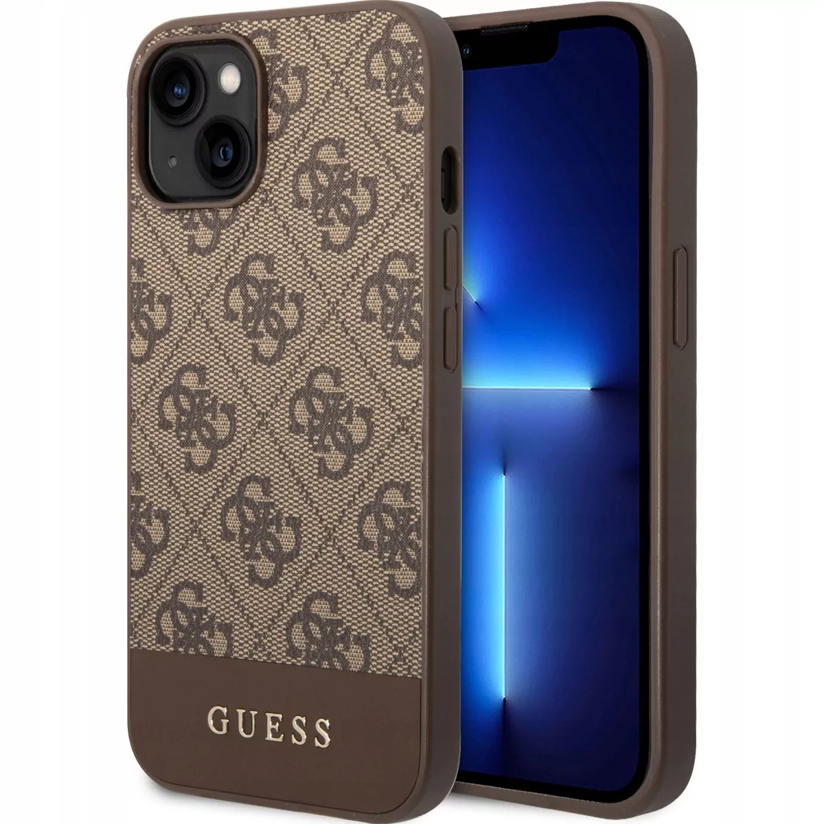 Etui Guess 4G Stripe Collection do Apple iPhone 14 Brązowy