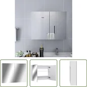 Szafki łazienkowe - The Living Store Szafka łazienkowa z lustrem biała 80x15x60 cm MDF - miniaturka - grafika 1