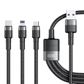 Kable USB - XO kabel NB-Q191 3w1 USB - Lightning + USB-C + microUSB 1,2 m 40W czarny - miniaturka - grafika 1