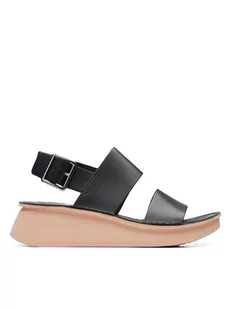 Clarks Skórzane sandały w kolorze czarnym na koturnie - Sandały damskie - miniaturka - grafika 1