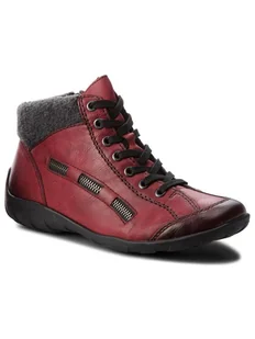 Rieker Botki L6543-35 Czerwony - Botki damskie - miniaturka - grafika 1