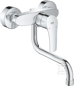 Eurosmart Jednouchwytowa bateria zlewozmywakowa do montażu ściennego, chrom, głowica ceramiczna 35 mm, kąt obrotu wylewki 360°, wysięg wylewki 216 - Baterie kuchenne - miniaturka - grafika 1