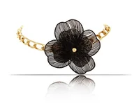 Naszyjniki - COLIBRA Pozłacany Naszyjnik z czarnym kwiatem (C23/JES/41AU-KOL) - miniaturka - grafika 1
