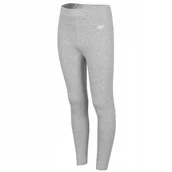 Legginsy - Legginsy dla dziewczynki 4F chłodny jasny szary melanż HJZ22 JLEG001 27M 15 - miniaturka - grafika 1