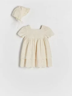 Śpiochy dla niemowląt - Reserved - Zestaw sukienka i czapka - kremowy - grafika 1