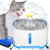 Miski dla kotów - Springos Dozownik wody dla zwierząt, poidełko dla kota, psa 2,5 L podświetlana fontanna biało-niebieska UNIWERSALNY - miniaturka - grafika 1