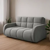 Sofy i kanapy - Sofa z Funkcją Spania DEVERIO 3-osobowa Rozkładana Szara Nowoczesna - miniaturka - grafika 1