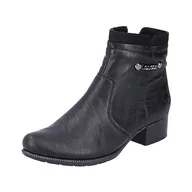 Kozaki damskie - Rieker Damskie 78660 krótkie kozaki, czarny, 40 EU - miniaturka - grafika 1