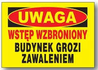 Akcesoria BHP - BTO-57 tablica budowlana BUDYNEK GROZI ZAWALENIEM - miniaturka - grafika 1