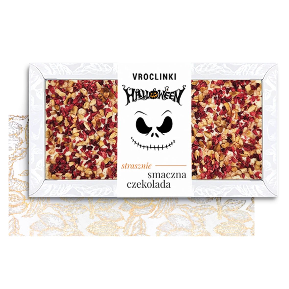 Czekolada Biała z Malinami i Orzechami Arachidowymi na Halloween (80g)