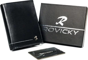 Rovicky Pionowy, skórzany portfel męski z ozdobnym przeszyciem Rovicky Nie dotyczy - Portfele - miniaturka - grafika 1
