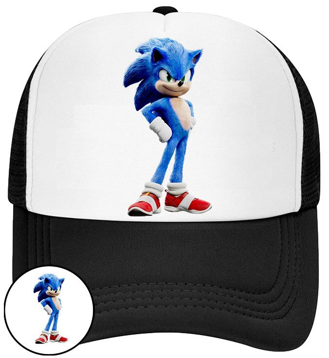 CZAPKA Z DASZKIEM SONIC DLA DZIECI NA LATO SIATKA CZARNA BEJSBOLÓWKA