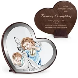 Obrazek w kształcie serca z nadrukiem dla dziecka na roczek - Pamiątka Chrztu Świętego - miniaturka - grafika 1