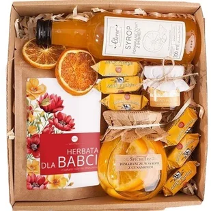 ZESTAW PREZENTOWY PREZENT dla Babci DZIEŃ BABCI URODZINY POMARAŃCZA SYROP NAPAR MIÓD - Zestawy upominkowe - miniaturka - grafika 1