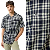 Koszule męskie - Wrangler 1 PKT SHIRT Crepe Indigo bawełniana koszula w kratę krótki rękaw S - miniaturka - grafika 1