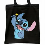 Torby i wózki na zakupy - Torba bawełniana czarna na zakupy Stitch Lilo i Stich Dla Fanów - miniaturka - grafika 1