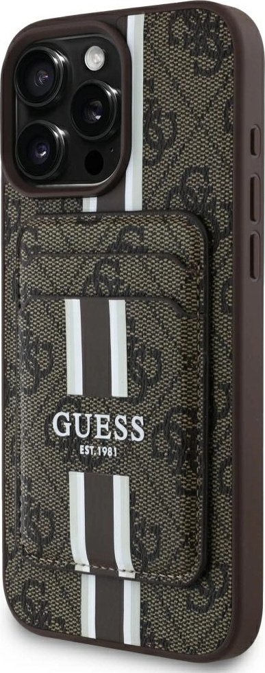 Guess 4G Stripes z portfelem MagSafe Apple iPhone 16 Pro Max szary