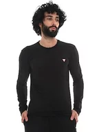 Koszulki męskie - Guess Męski t-shirt Cn Ls Core Tee, czarny, XXL - miniaturka - grafika 1