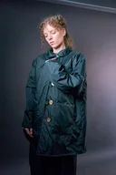 Kurtki damskie - Krótki płaszczyk nabłyszczany ocieplany zielony oversize - miniaturka - grafika 1