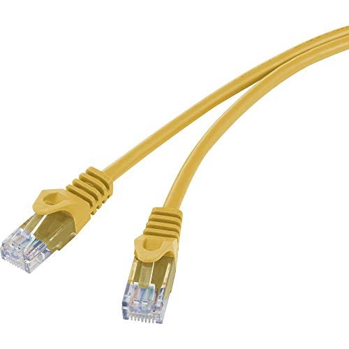 Basetech BT-2272267 RJ45 kabel sieciowy, kabel krosowy CAT 5e U/UTP 3,00 m żółty z zabezpieczeniem zatrzasku 1 szt.