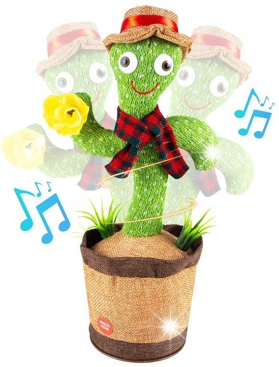 TAŃCZĄCY KAKTUS ŚPIEWAJĄCY GADAJĄCY ZABAWKI INTERAKTYWNE GRA DLA DZIECI LED
