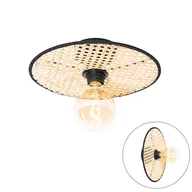 Oprawy, klosze i abażury - QAZQA Wiejska lampa sufitowa i ścienna czarna z rattanem 35 cm - Kata - miniaturka - grafika 1