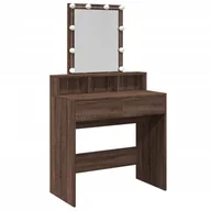 Toaletki - vidaXL Toaletka z diodami LED w kolorze brązowego dębu 80x41x144,5 cm - miniaturka - grafika 1