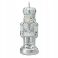 Świece - Świeca Dekoracyjna Dziadek do Orzechów Srebrny Elegancka Ozdoba Świąteczna - miniaturka - grafika 1