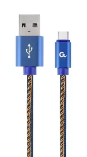 Kabel USB 2.0 - typ C (AM/CM) 1m oplot tekstylny złącze kątowe Gembird - Kable komputerowe i do monitorów - miniaturka - grafika 1