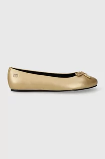 Baleriny - Tommy Hilfiger baleriny skórzane ESSENTIAL GOLDEN BALLERINA kolor złoty  FW0FW07865 - grafika 1