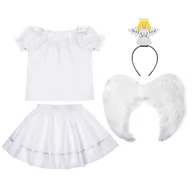 Stroje karnawałowe - ZESTAW ANIOŁEK BIAŁY 134-140 5el - miniaturka - grafika 1