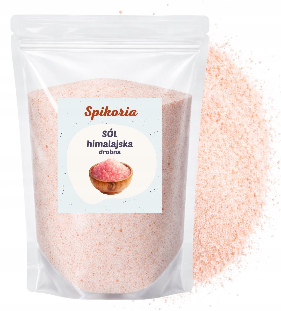 SÓL HIMALAJSKA DROBNA 1kg Różowa jodowana spożywcza Spikoria
