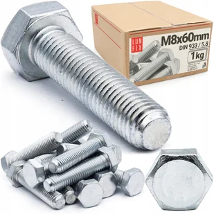 Śruba M8x60 sześciokątna na klucz ocynkowana ocynk DIN 933 kl.5.8 1kg - Śruby i nakrętki - miniaturka - grafika 1