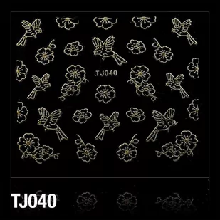 Naklejki 3D - Kwiatki Tj040 Cz - Ozdoby do paznokci - miniaturka - grafika 1