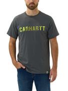Koszulki sportowe męskie - Koszulka męska T-shirt Carhartt Force Midweight Block Logo Cabon Heather - miniaturka - grafika 1