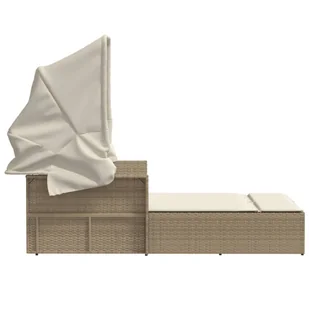 Podwójna leżanka z zadaszeniem i poduszkami, beż, polirattan Lumarko! - Leżaki ogrodowe Podwójna leżanka z zadaszeniem i poduszkami, beż, polirattan Lumarko! - Leżaki ogrodowe - miniaturka - grafika 6
