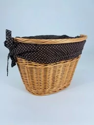 Kosz wiklinowy na rower wysoki z obszyciem brązowym 37x28x22 cm - Kosze wiklinowe - miniaturka - grafika 1