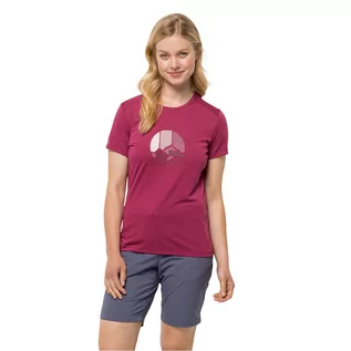 Koszulki i topy damskie - T-shirt damski Jack Wolfskin CROSSTRAIL GRAPHIC T W sangria red - M - grafika 1