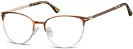 Okulary korekcyjne, oprawki, szkła - Sunoptic Okulary oprawki korekcyjne kocie oczy zerówki 914E złoto-brązowe - miniaturka - grafika 1