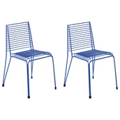 Fotele i krzesła ogrodowe - BELIANI Zestaw 2 krzeseł ogrodowych CHIEVE Metal Niebieski - miniaturka - grafika 1