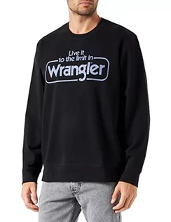 Bluzy męskie - Wrangler Seasonal Crew bluza męska, czarny, XL - grafika 1