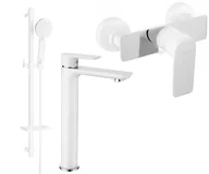 Zestawy baterii łazienkowych - Mexen Alfa DQ40 zestaw prysznicowy, biały/chrom - 745714DQ40-02 - miniaturka - grafika 1