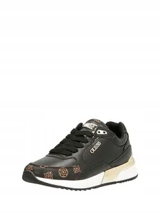 Guess buty damskie Moxea czarne z brązowym dodatki złotego 40 - Buty sportowe damskie - miniaturka - grafika 1