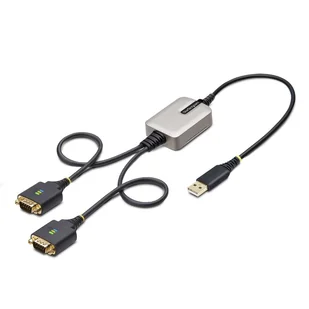 StarTech 2P1FFC-USB-SERIAL zmieniacz płci / kabli USB-A 2 x DB-9 RS-232 Czarny, Szary - Adaptery i przejściówki - miniaturka - grafika 1