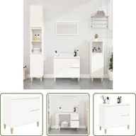 Szafki łazienkowe - The Living Store Szafka łazienkowa biała 65x33x60 cm Materiał drewnopochodny - miniaturka - grafika 1