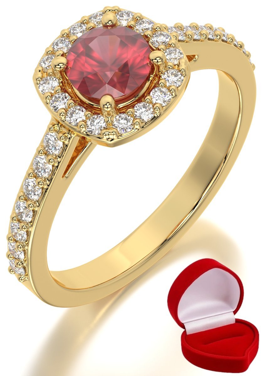 ZŁOTY PIERŚCIONEK ZARĘCZYNOWY 585 14k RUBIN 0,50 ct + PUDEŁKO R11