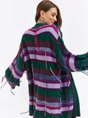 Swetry damskie - Stylowy kardigan w kolorowe paski z ozdobnymi nitkami - miniaturka - grafika 1