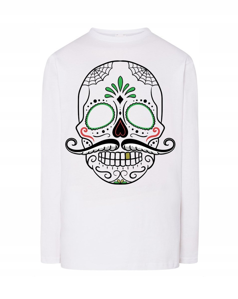 Longsleeve kolorowy fajny nadruk CZASZKA r.M