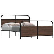 Łóżka - Metalowa rama łóżka, bez materaca, brązowy dąb, 160x200 cm Lumarko! - miniaturka - grafika 1
