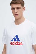 Koszulki męskie - adidas t-shirt bawełniany męski kolor biały z nadrukiem IS3234 - miniaturka - grafika 1